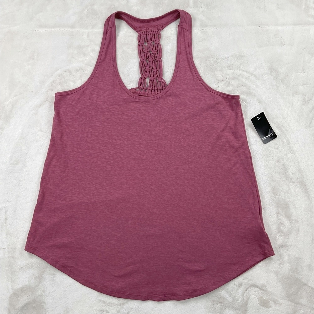 Torrid Vintage Maroon Slub Jersey Macrame Racerback Tank Top Size 0 L 12 NEW